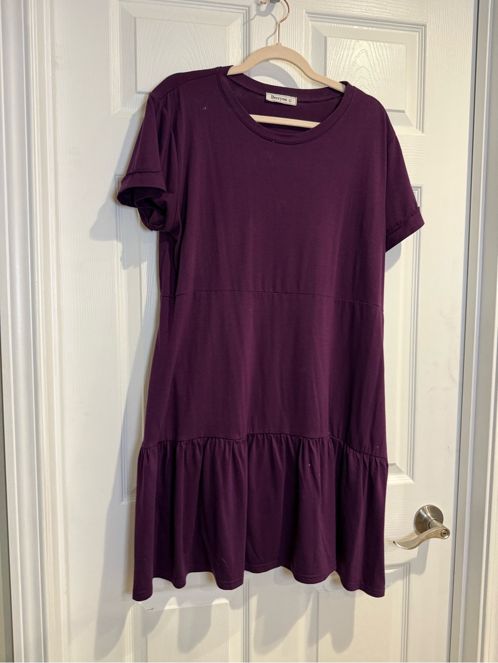 Relaxed Tiered Mini Dress - Plum